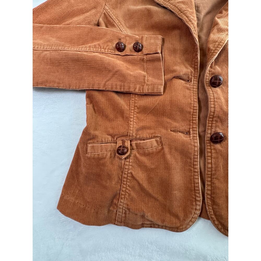 Vintage Y2K Bass Jeans XS Corduroy Blazer Jacket Cognac Tan Floral Lined - Picture 6 of 10